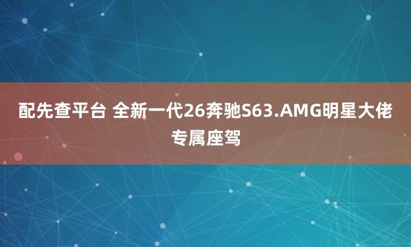 配先查平台 全新一代26奔驰S63.AMG明星大佬专属座驾